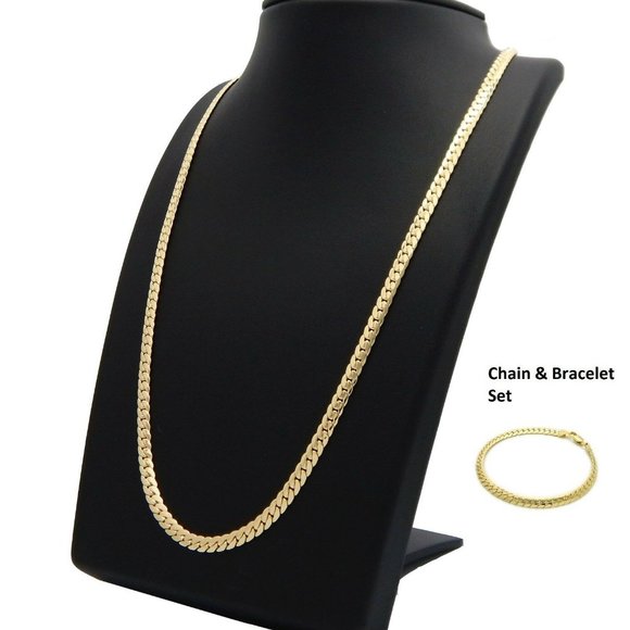 MEN'S 14K GOLD CHAIN & BRACELET SET!!